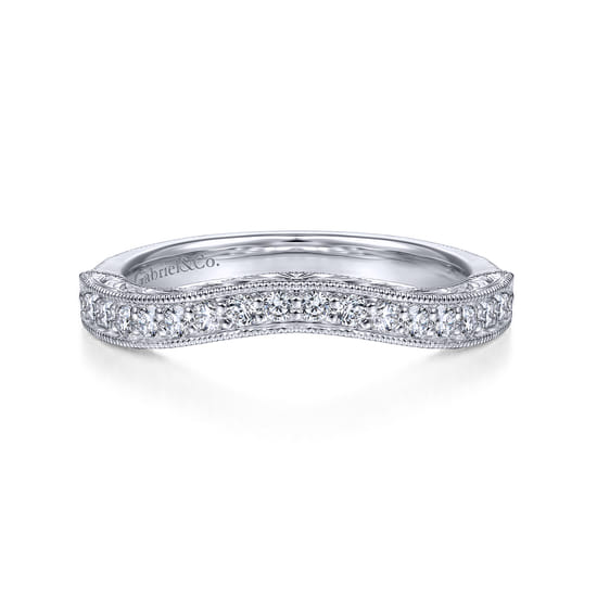 Gabriel - Vintage 14K White Gold Diamond Matching Wedding Band