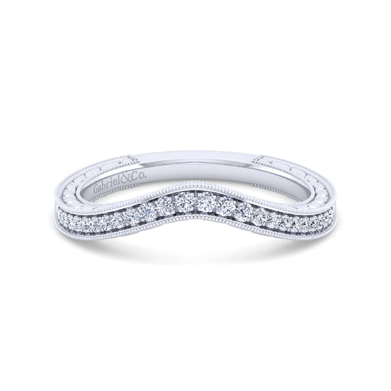 Gabriel - Vintage 14K White Gold Diamond Matching Wedding Band