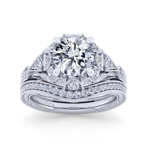 Vintage 14K White Gold Diamond Matching Wedding Band