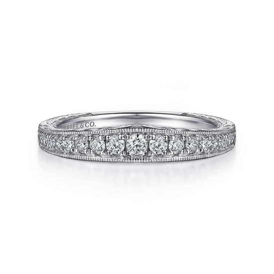 Gabriel - Vintage 14K White Gold Diamond Matching Wedding Band