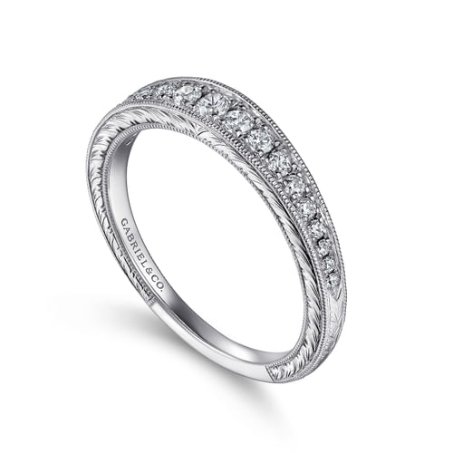 Vintage 14K White Gold Diamond Matching Wedding Band