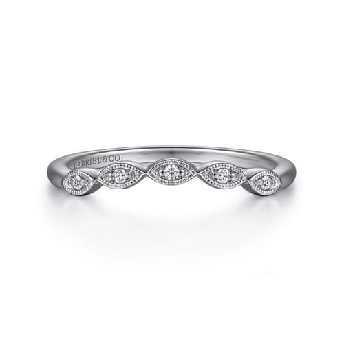 Vintage 14K White Gold Diamond Matching Wedding Band