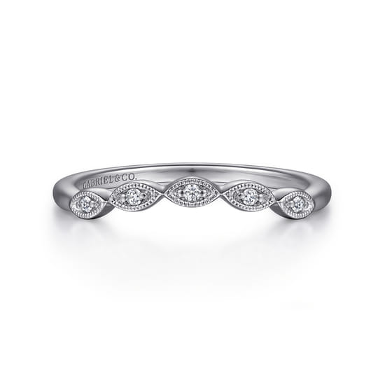 Gabriel - Vintage 14K White Gold Diamond Matching Wedding Band Gabriel - Vintage 14K White Gold Diamond Matching Wedding Band