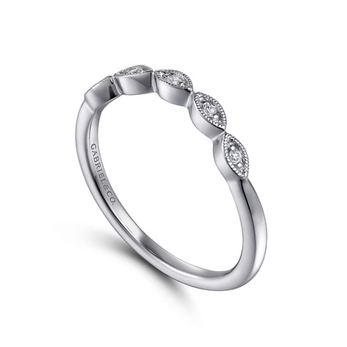Vintage 14K White Gold Diamond Matching Wedding Band