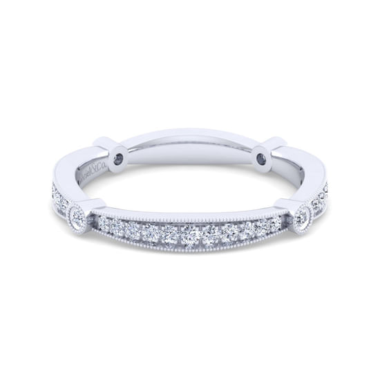 Gabriel - Vintage 14K White Gold Diamond Matching Wedding Band