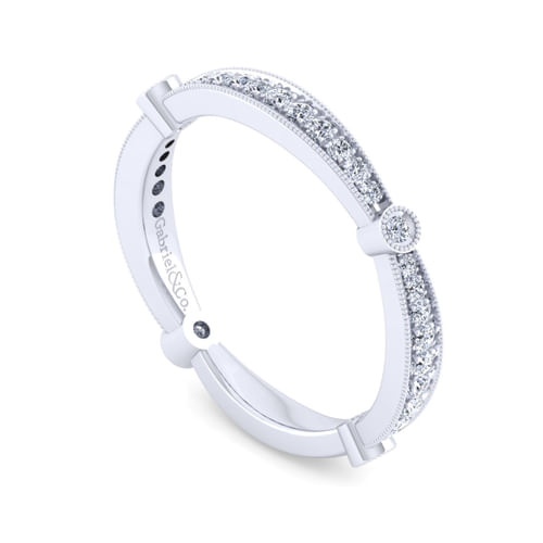 Vintage 14K White Gold Diamond Matching Wedding Band
