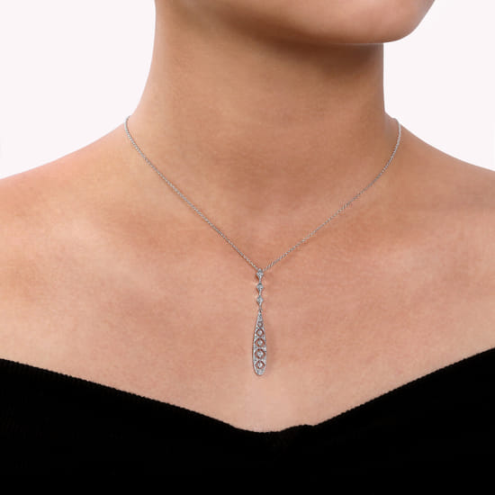 Vintage 14K White Gold Diamond Necklace angle 3 Vintage 14K White Gold Diamond Necklace angle 3