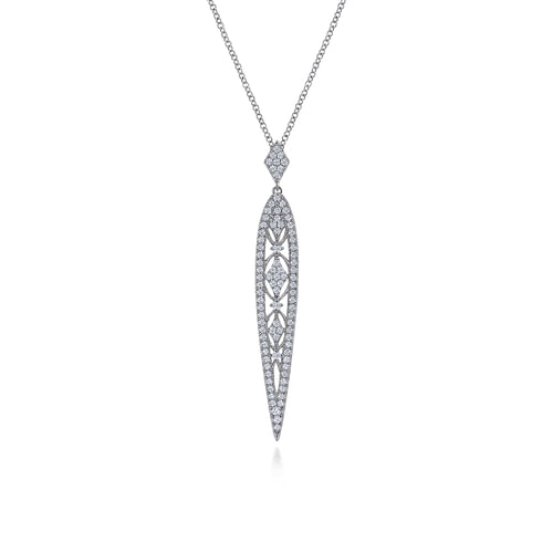 Vintage 14K White Gold Diamond Pendant Necklace