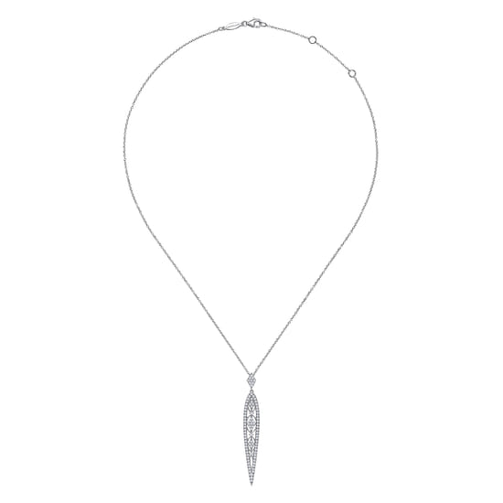 Vintage 14K White Gold Diamond Pendant Necklace angle 2 Vintage 14K White Gold Diamond Pendant Necklace angle 2