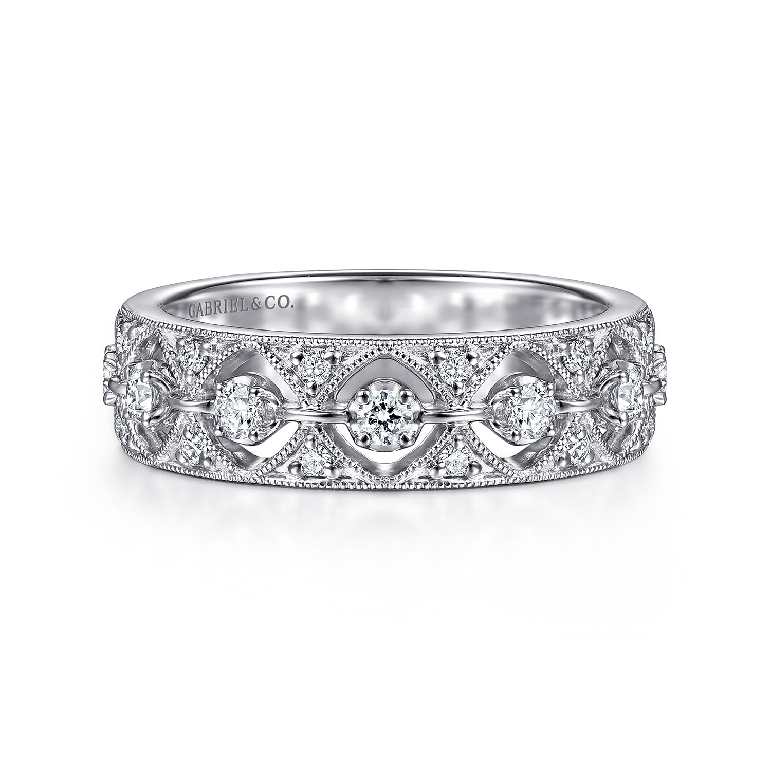 Gabriel - Vintage 14K White Gold Diamond Ring