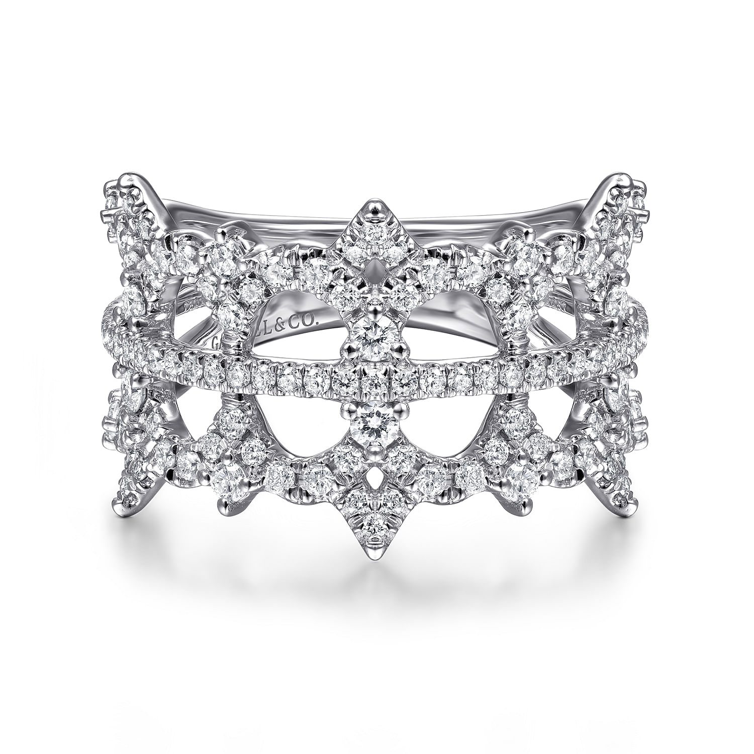 Gabriel - Vintage 14K White Gold Diamond Statement Ring
