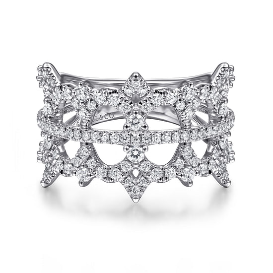 Gabriel - Vintage 14K White Gold Diamond Statement Ring