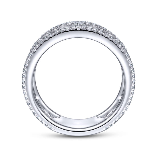 Vintage 14K White Gold Diamond Wide Band Ring angle 2