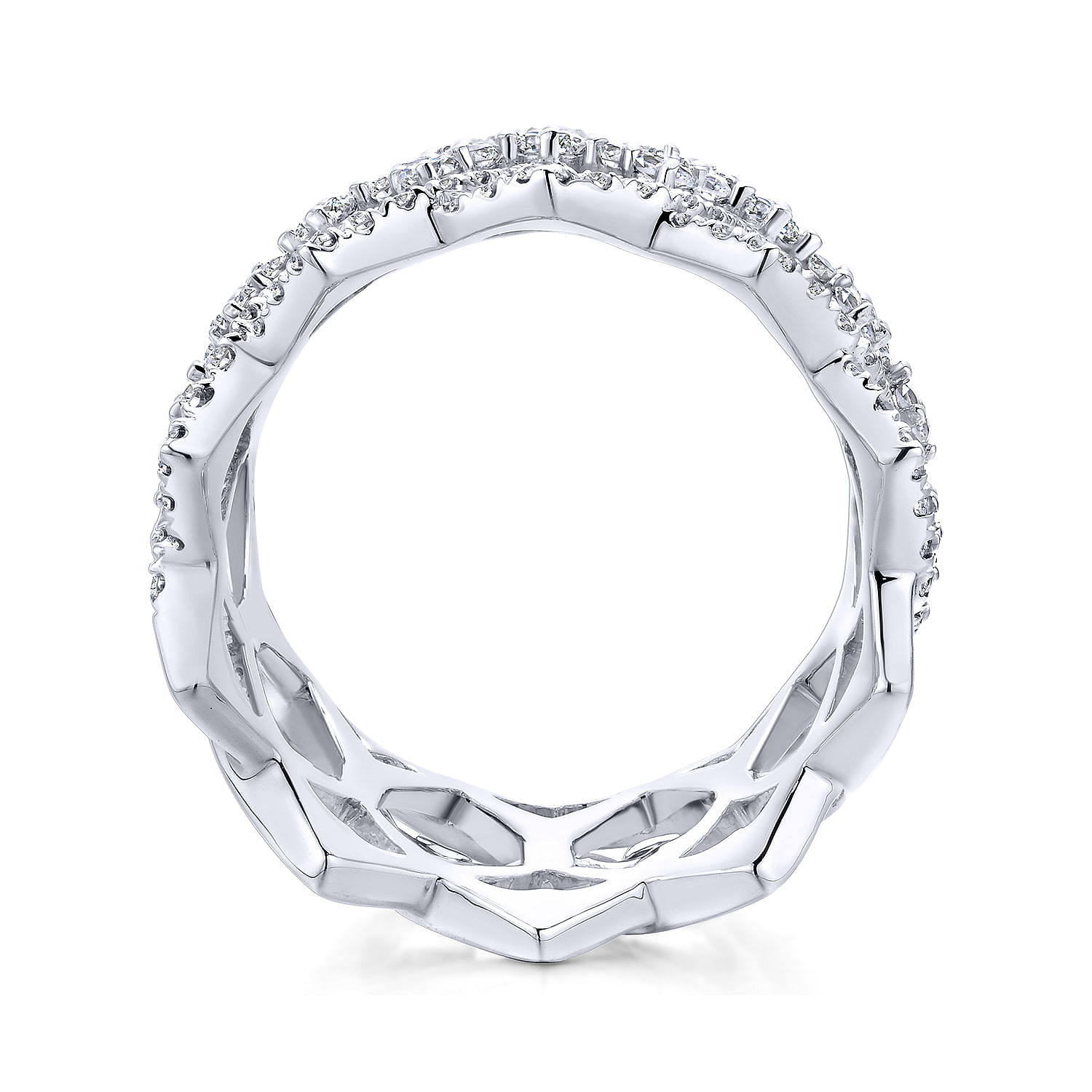 Vintage 14K White Gold Openwork Twisted Diamond Ring