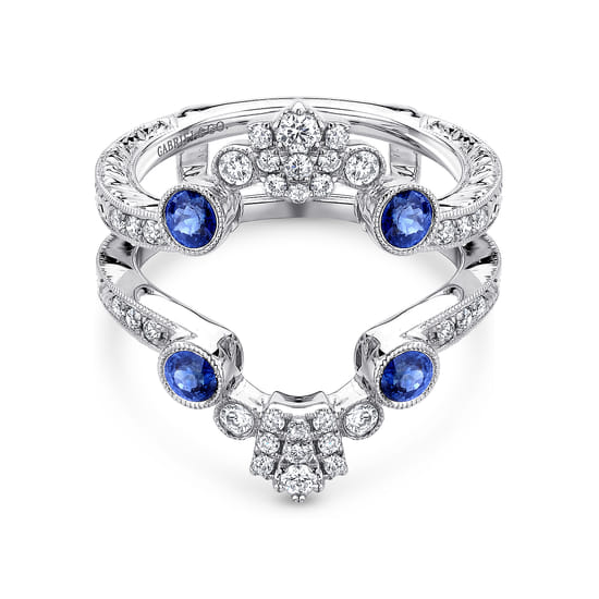 Gabriel - Vintage 14K White Gold Sapphire and Diamond Ring Enhancer