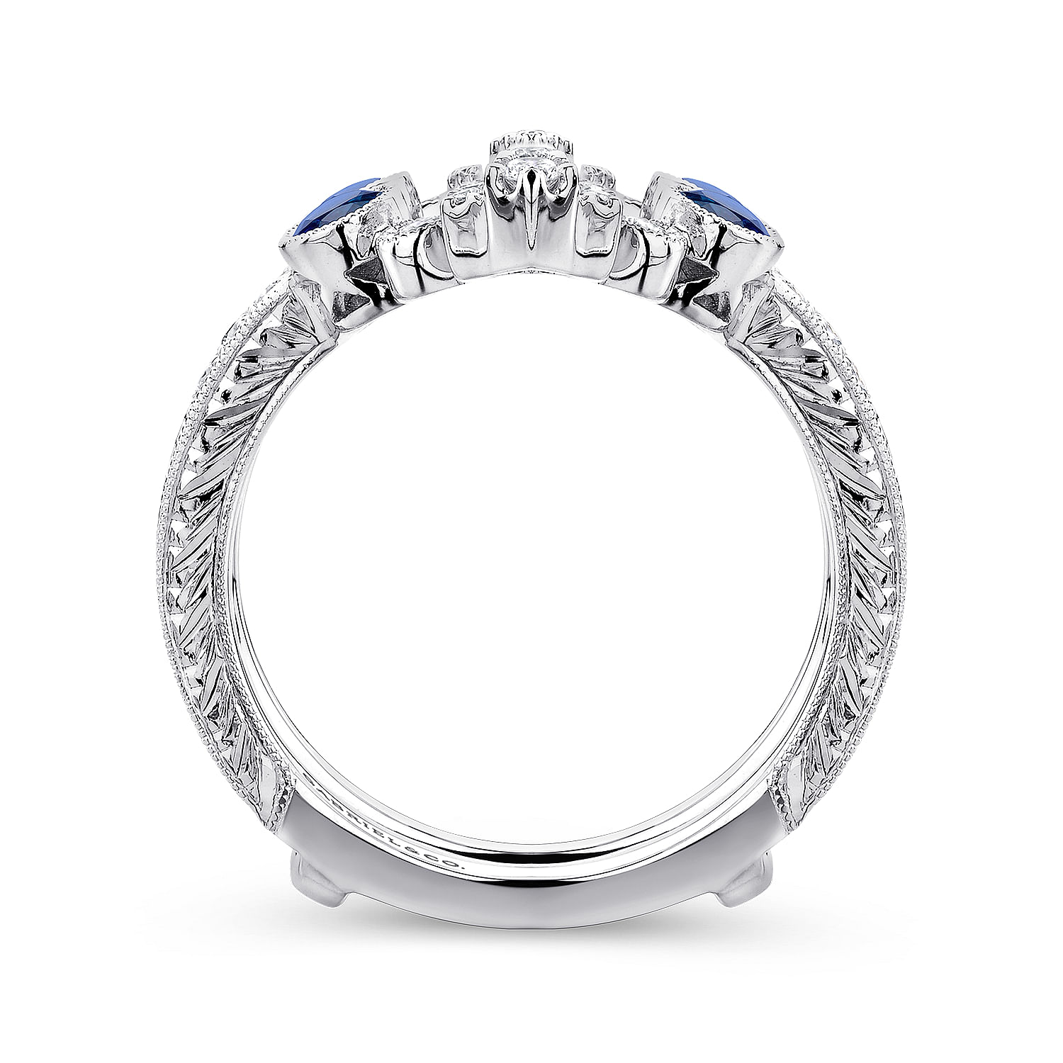 Vintage 14K White Gold Sapphire and Diamond Ring Enhancer