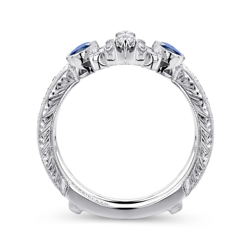 Vintage 14K White Gold Sapphire and Diamond Ring Enhancer