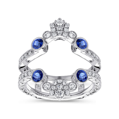 Vintage 14K White Gold Sapphire and Diamond Ring Enhancer