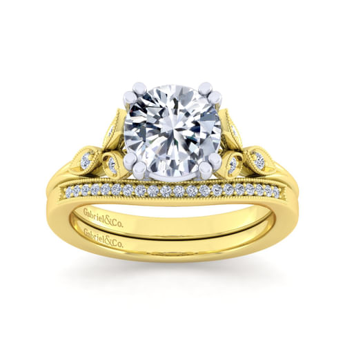 Vintage 14K Yellow Gold Diamond Matching Wedding Band