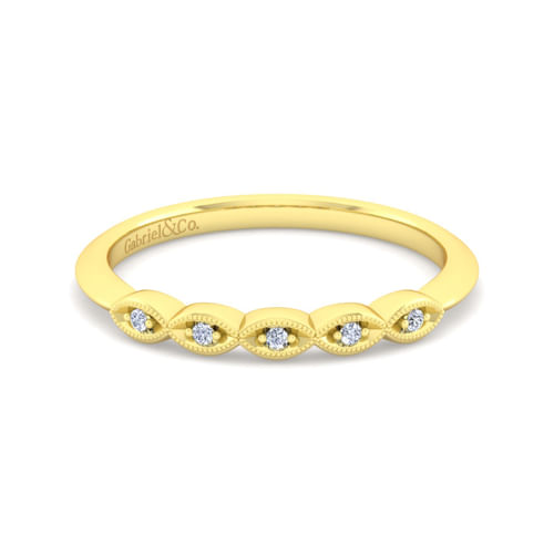 Vintage 14K Yellow Gold Diamond Matching Wedding Band