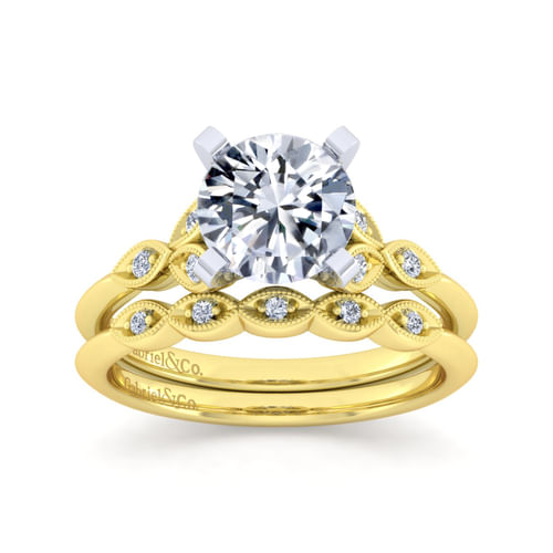 Vintage 14K Yellow Gold Diamond Matching Wedding Band