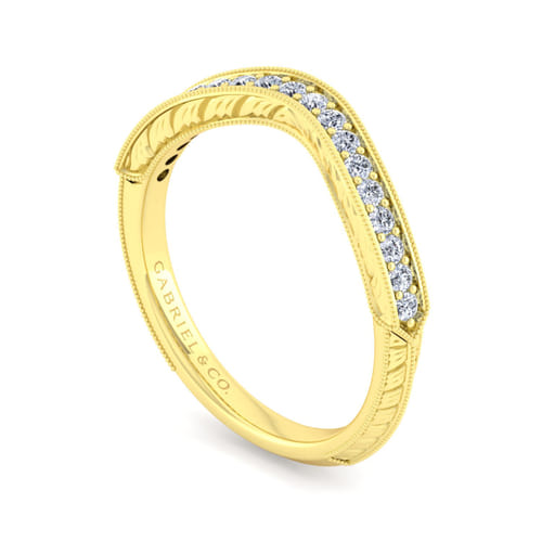 Vintage 14K Yellow Gold Diamond Matching Wedding Band