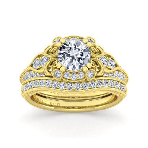 Vintage 14K Yellow Gold Diamond Matching Wedding Band