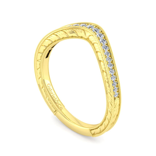 Vintage 14K Yellow Gold Diamond Matching Wedding Band