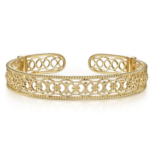 Vintage 14K Yellow Gold Open Filligree Bangle