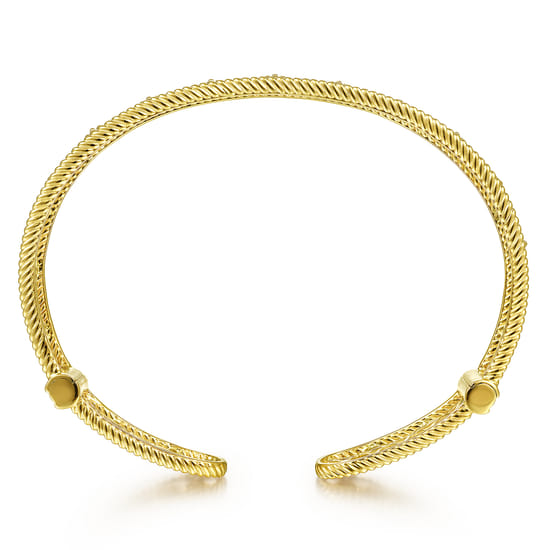 Vintage 14K Yellow Gold Open Filligree Bangle angle 3