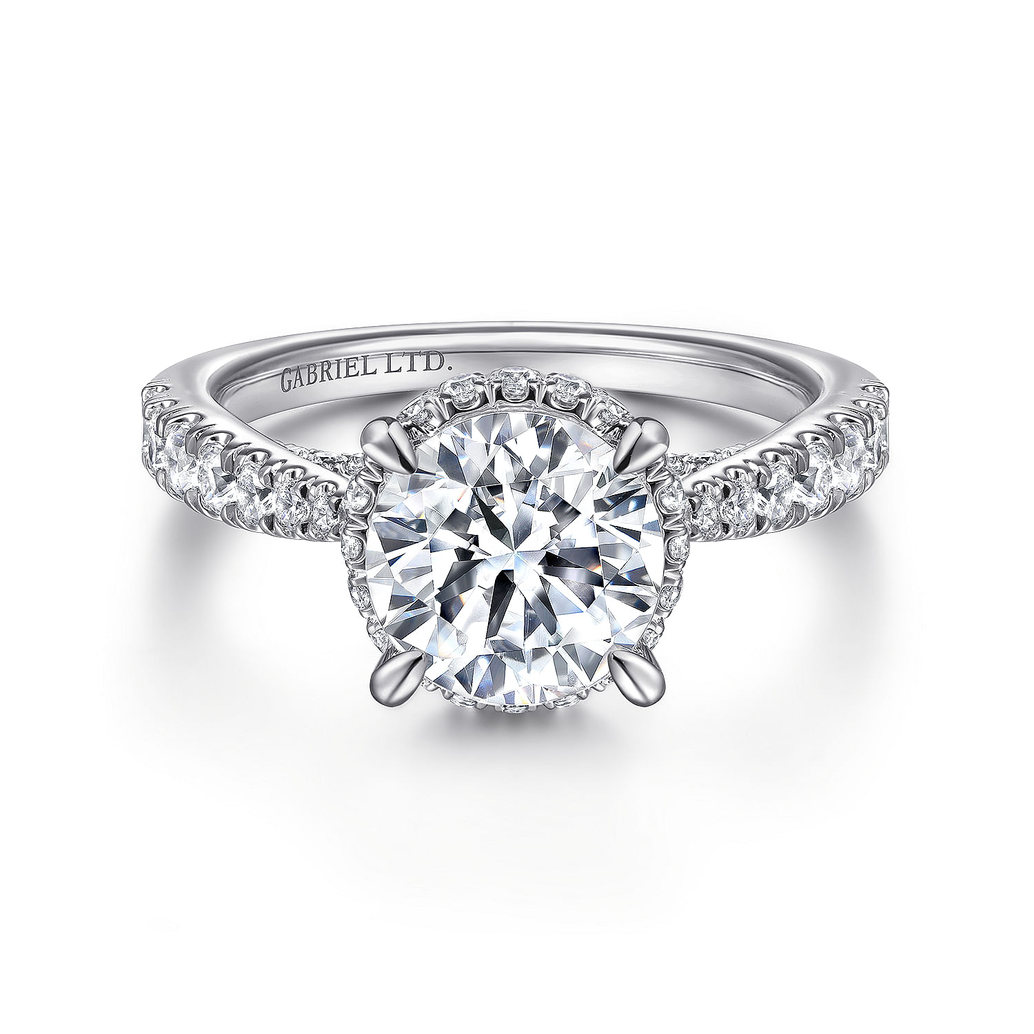 Gabriel - Vintage Inspired  18K White Gold Round Diamond Engagement Ring