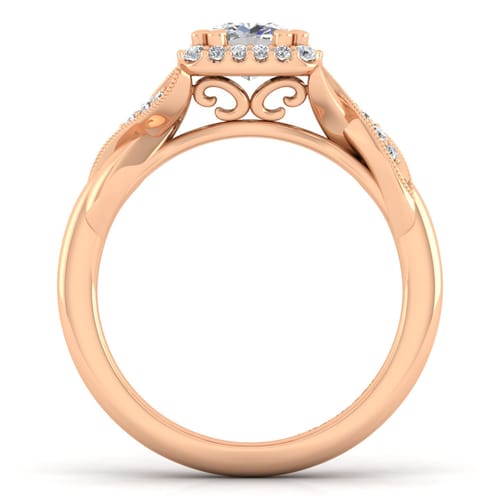Vintage Inspired 14K Rose Gold Cushion Halo Diamond Engagement Ring Vintage Inspired 14K Rose Gold Cushion Halo Diamond Engagement Ring