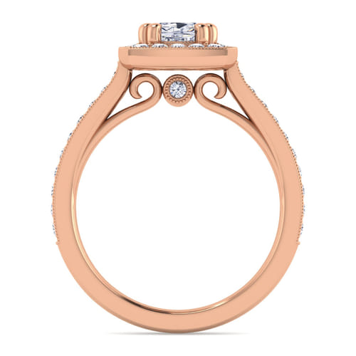 Vintage Inspired 14K Rose Gold Cushion Halo Diamond Engagement Ring Vintage Inspired 14K Rose Gold Cushion Halo Diamond Engagement Ring