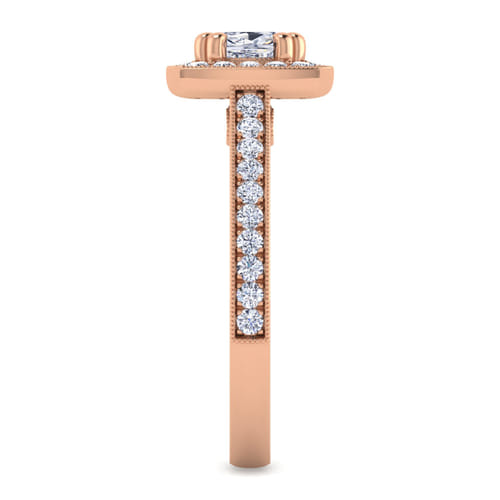Vintage Inspired 14K Rose Gold Cushion Halo Diamond Engagement Ring Vintage Inspired 14K Rose Gold Cushion Halo Diamond Engagement Ring