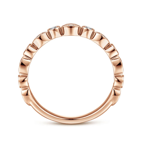 Vintage Inspired 14K Rose Gold Marquise and Round Station Diamond Anniversary Band