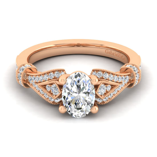 Gabriel - Vintage Inspired 14K Rose Gold Oval Diamond Engagement Ring