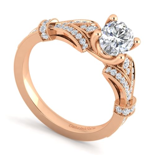 Vintage Inspired 14K Rose Gold Oval Diamond Engagement Ring