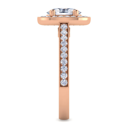 Vintage Inspired 14K Rose Gold Oval Halo Diamond Engagement Ring