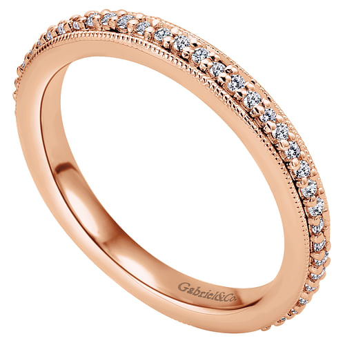Vintage Inspired 14K Rose Gold Prong Set Diamond Eternity Band