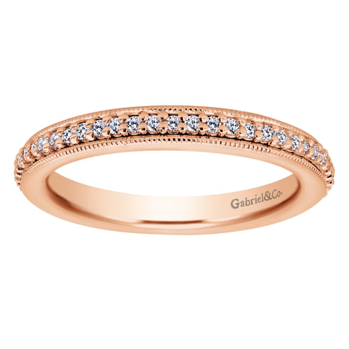 Vintage Inspired 14K Rose Gold Prong Set Diamond Eternity Band