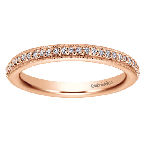 Vintage Inspired 14K Rose Gold Prong Set Diamond Eternity Band