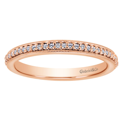 Vintage Inspired 14K Rose Gold Prong Set Diamond Eternity Band