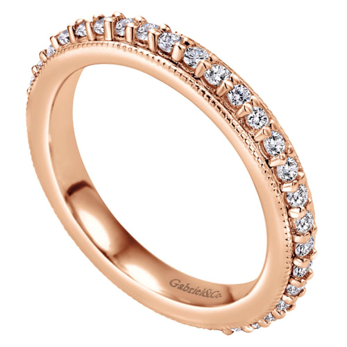 Vintage Inspired 14K Rose Gold Prong Set Diamond Eternity Band