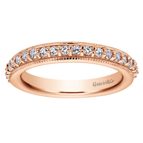 Vintage Inspired 14K Rose Gold Prong Set Diamond Eternity Band