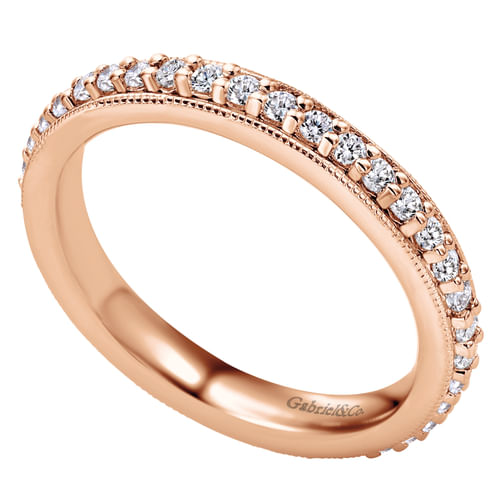Vintage Inspired 14K Rose Gold Prong Set Diamond Eternity Band