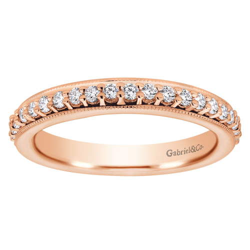 Vintage Inspired 14K Rose Gold Prong Set Diamond Eternity Band