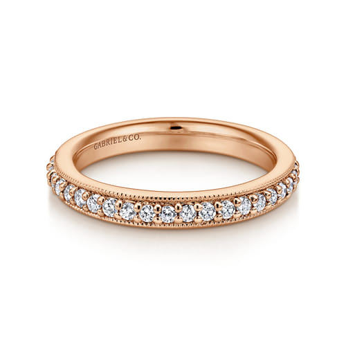 Vintage Inspired 14K Rose Gold Prong Set Diamond Eternity Band