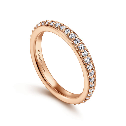 Vintage Inspired 14K Rose Gold Prong Set Diamond Eternity Band
