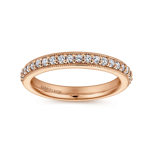 Vintage Inspired 14K Rose Gold Prong Set Diamond Eternity Band