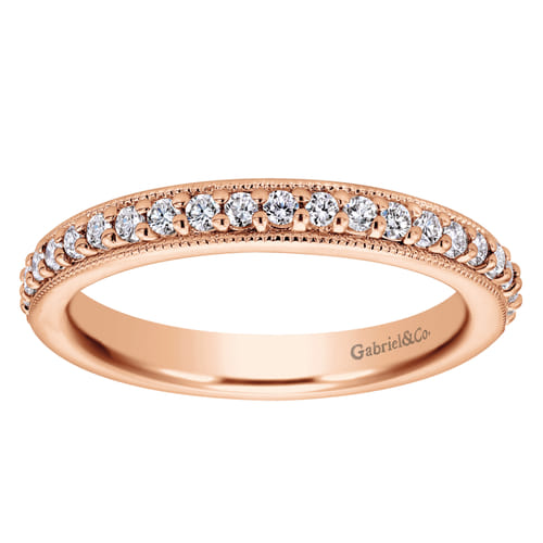 Vintage Inspired 14K Rose Gold Prong Set Diamond Eternity Band